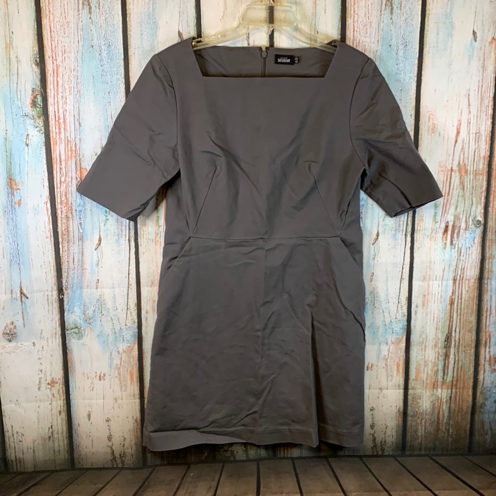 Kate Spade Saturday Gray Short Sleeve Dress with Pockets Size 12
